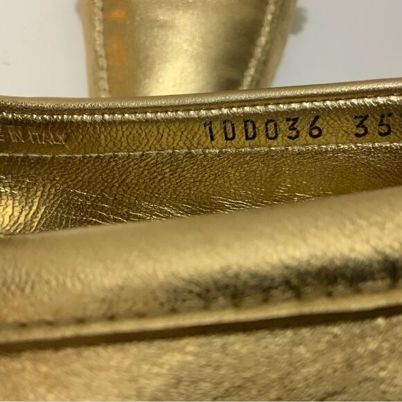 Prada Metallic Gold Leather Bow Slip On Loafers Size 35.5 - Picture 13 of 13
